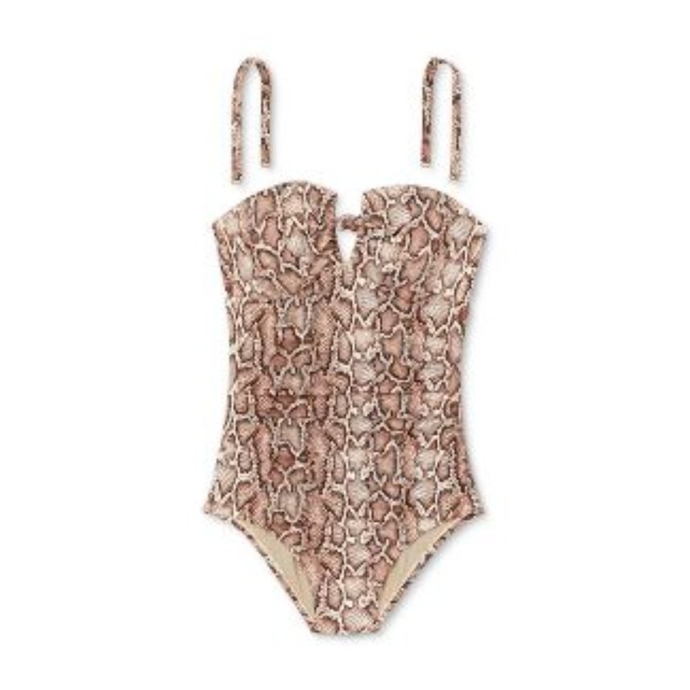 Kona Sol Women's Textured Pique Tie-Front High Covered Swimsuit XS